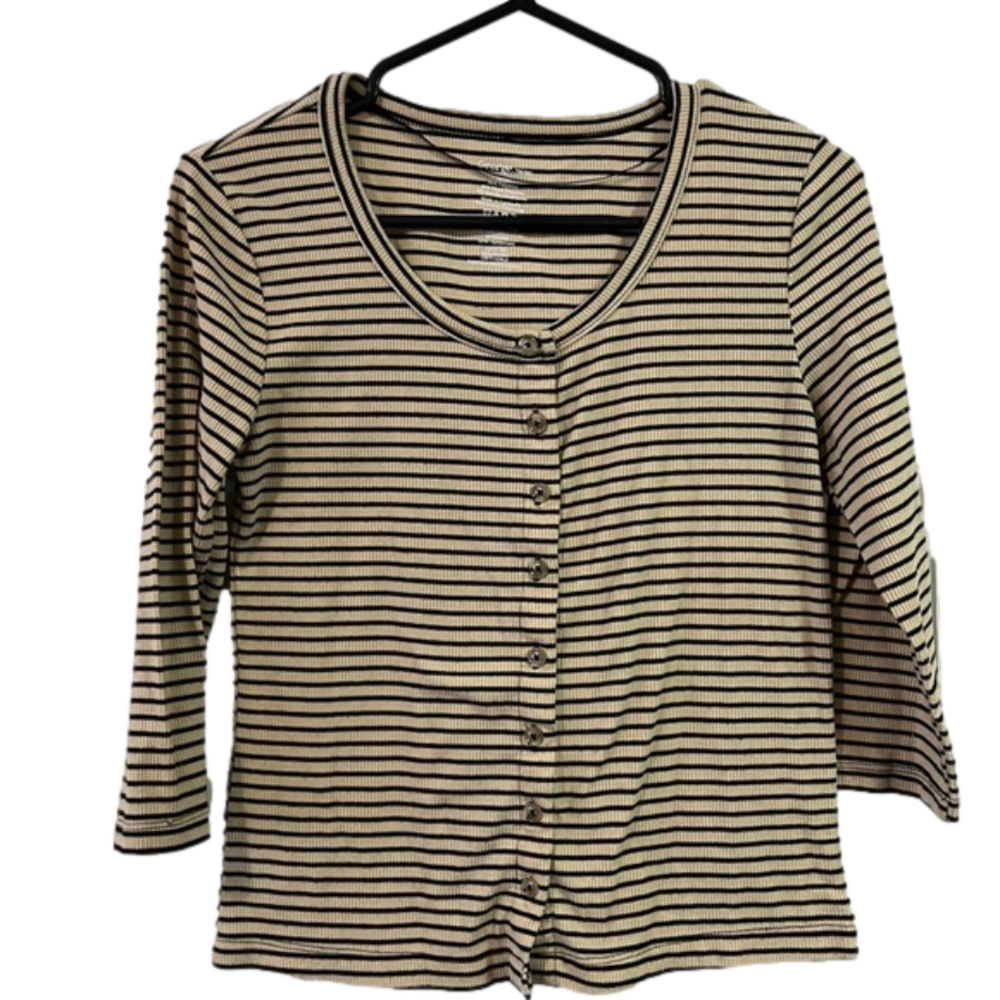 George striped button up cardigan with 3/4 sleeves
